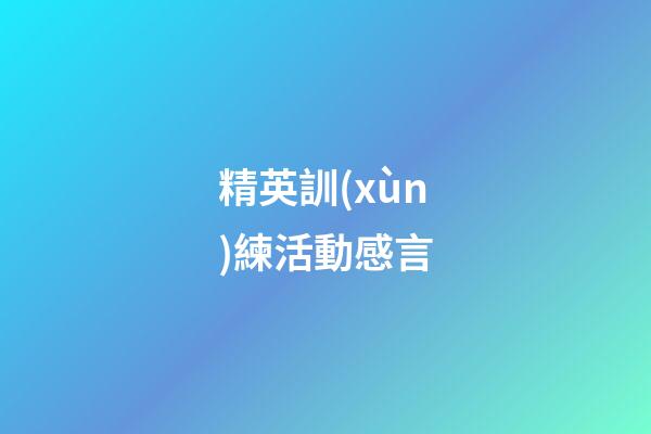 精英訓(xùn)練活動感言