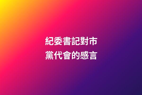 紀委書記對市黨代會的感言