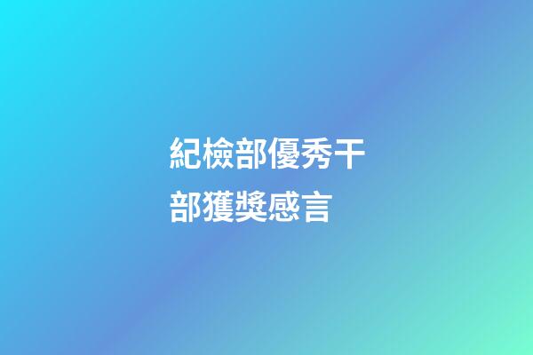 紀檢部優秀干部獲獎感言
