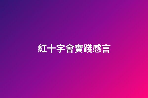 紅十字會實踐感言