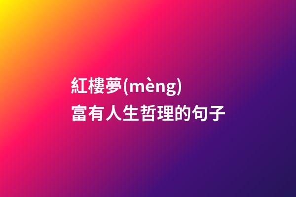 紅樓夢(mèng)富有人生哲理的句子