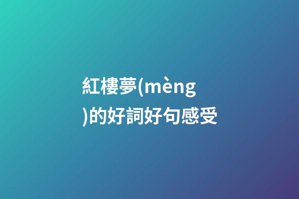 紅樓夢(mèng)的好詞好句感受
