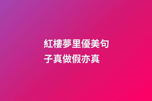 紅樓夢里優美句子真做假亦真