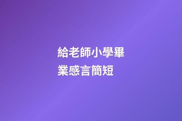 給老師小學畢業感言簡短