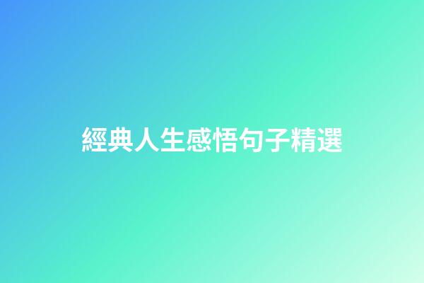 經典人生感悟句子精選