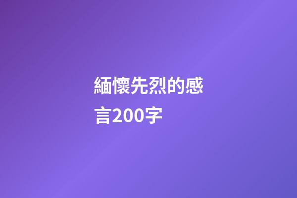 緬懷先烈的感言200字