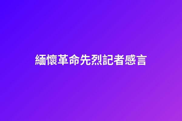 緬懷革命先烈記者感言
