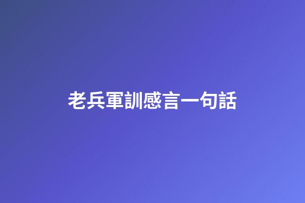老兵軍訓感言一句話