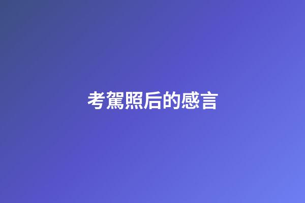 考駕照后的感言