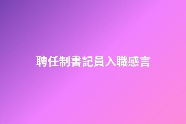 聘任制書記員入職感言
