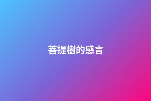 菩提樹的感言