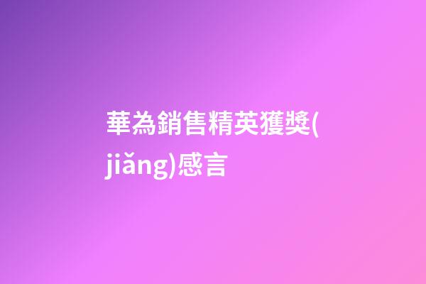 華為銷售精英獲獎(jiǎng)感言
