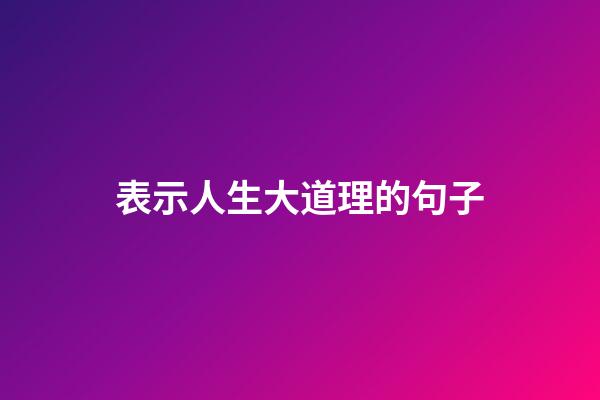 表示人生大道理的句子