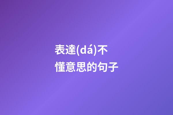 表達(dá)不懂意思的句子