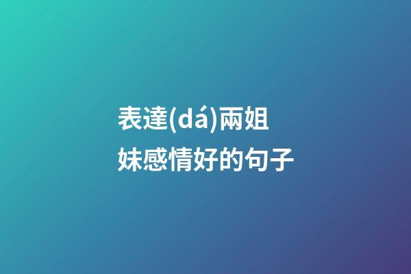 表達(dá)兩姐妹感情好的句子
