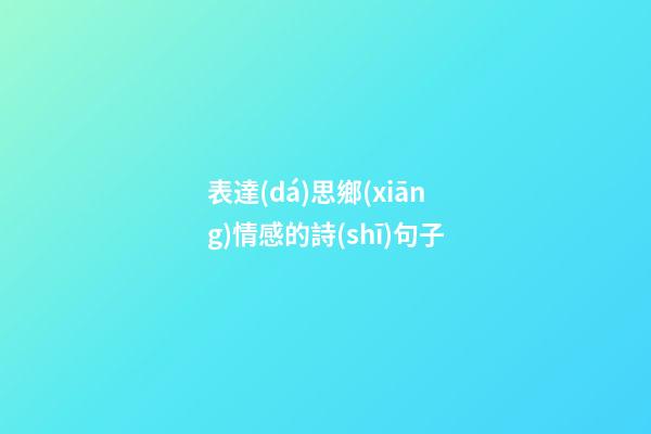 表達(dá)思鄉(xiāng)情感的詩(shī)句子