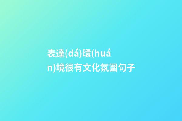 表達(dá)環(huán)境很有文化氛圍句子