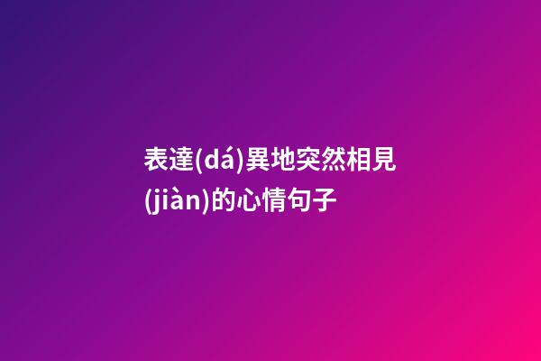 表達(dá)異地突然相見(jiàn)的心情句子
