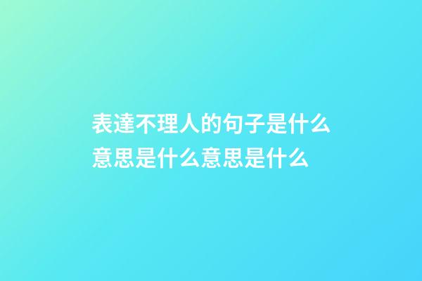 表達不理人的句子是什么意思是什么意思是什么