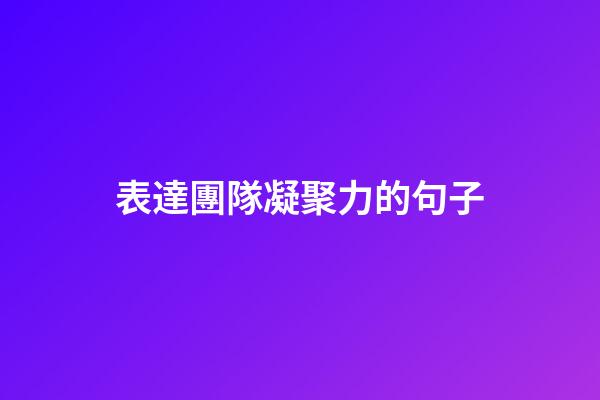 表達團隊凝聚力的句子