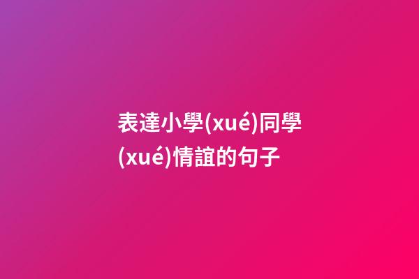 表達小學(xué)同學(xué)情誼的句子