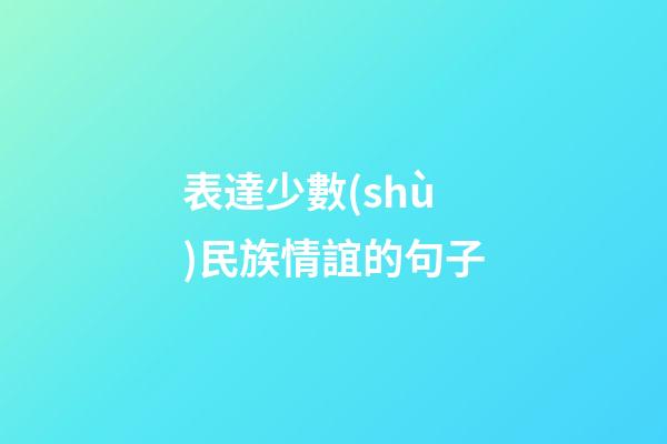 表達少數(shù)民族情誼的句子