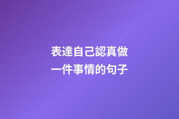 表達自己認真做一件事情的句子