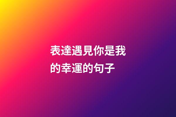 表達遇見你是我的幸運的句子