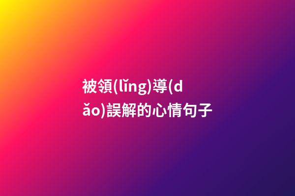 被領(lǐng)導(dǎo)誤解的心情句子