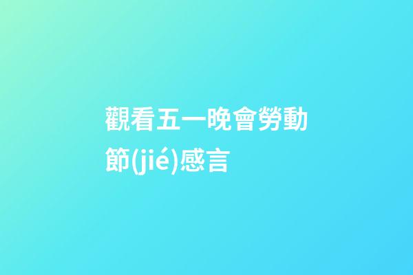 觀看五一晚會勞動節(jié)感言