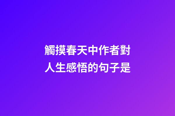 觸摸春天中作者對人生感悟的句子是