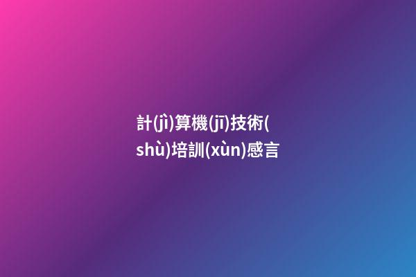 計(jì)算機(jī)技術(shù)培訓(xùn)感言