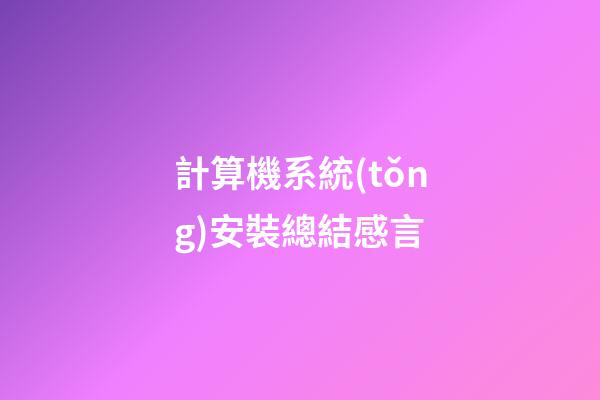 計算機系統(tǒng)安裝總結感言