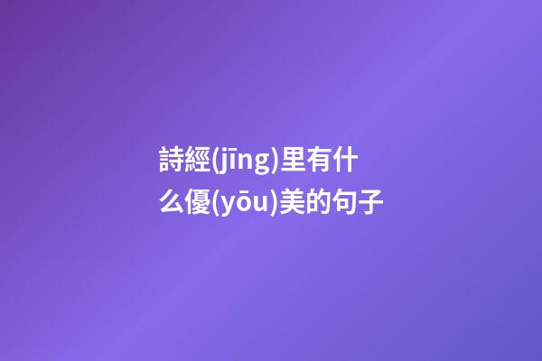 詩經(jīng)里有什么優(yōu)美的句子