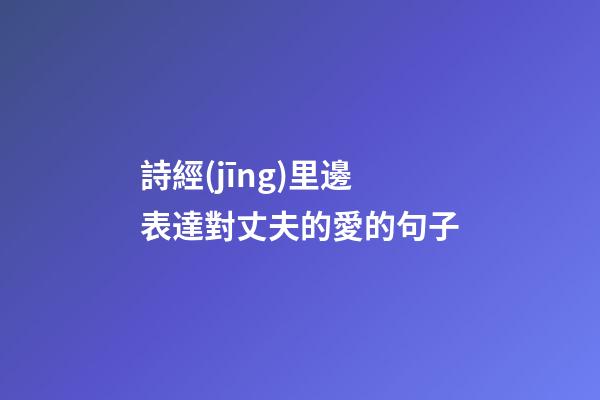 詩經(jīng)里邊表達對丈夫的愛的句子