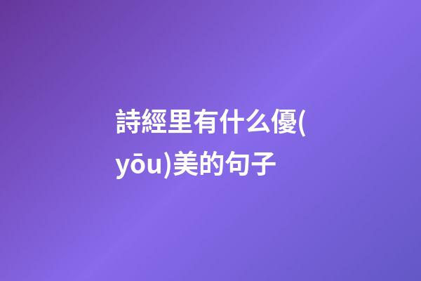 詩經里有什么優(yōu)美的句子