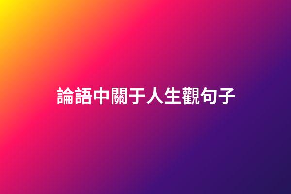 論語中關于人生觀句子