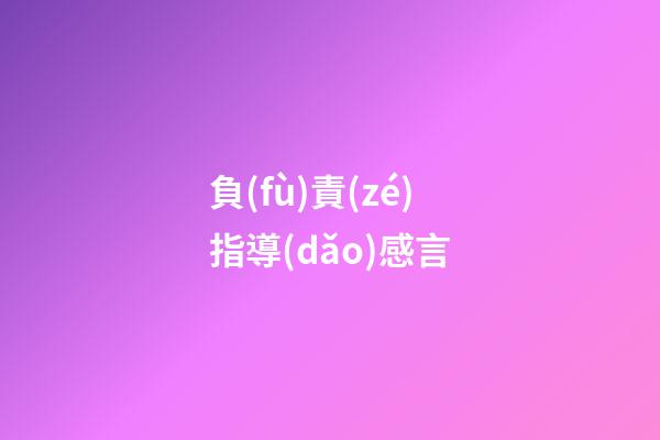 負(fù)責(zé)指導(dǎo)感言