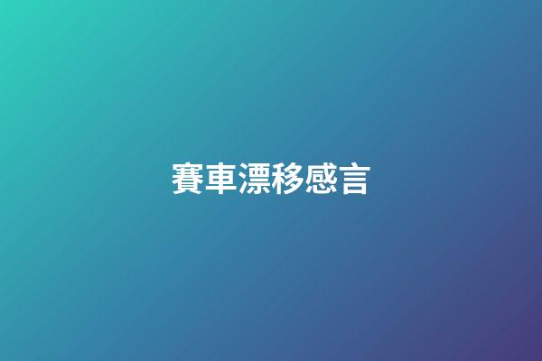 賽車漂移感言