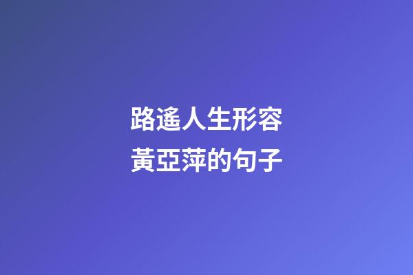 路遙人生形容黃亞萍的句子