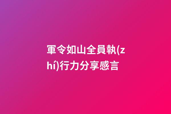 軍令如山全員執(zhí)行力分享感言