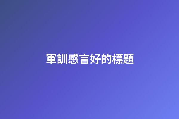 軍訓感言好的標題