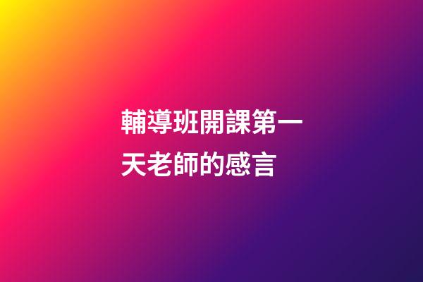 輔導班開課第一天老師的感言