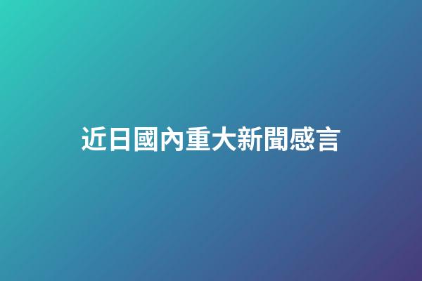 近日國內重大新聞感言