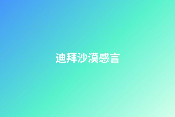 迪拜沙漠感言