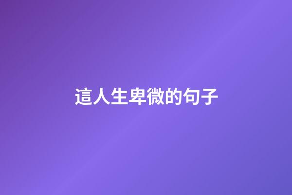 這人生卑微的句子