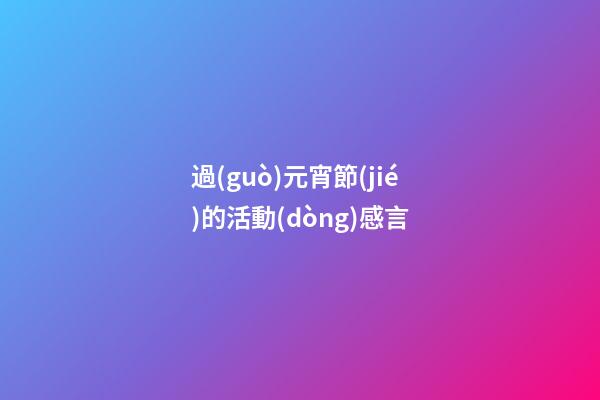 過(guò)元宵節(jié)的活動(dòng)感言
