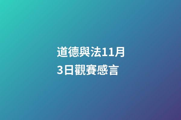 道德與法11月3日觀賽感言