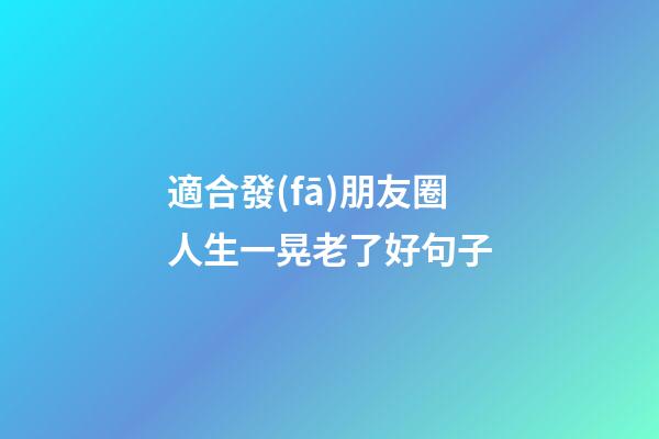 適合發(fā)朋友圈人生一晃老了好句子