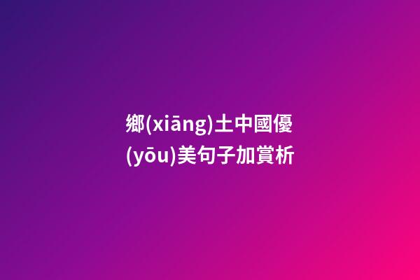 鄉(xiāng)土中國優(yōu)美句子加賞析